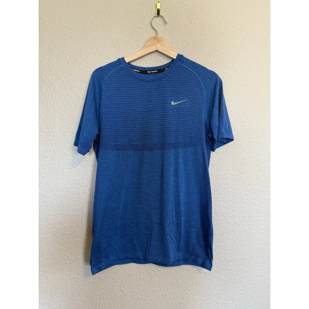 Nike Shirt Mens Med blue Dri-Fit Running Training Athletic Tee Top AT3121-120